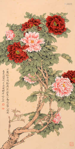 YU FEI’AN, PEONY PAINTING ON PAPER, HANGING SCROLL