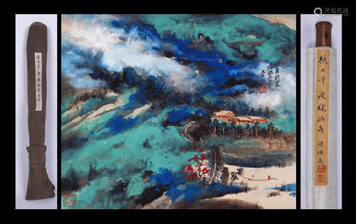 ZHANG DAQIAN, LANDSCAPE PAINTING ON PAPER, HANGING SCROLL