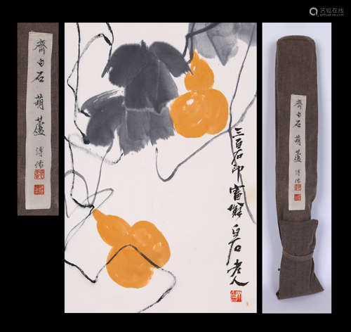 QI BAISHI, GOURD PAINTING ON PAPER, MOUNTED