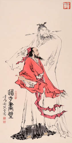 FIGURE, INK AND COLOR ON PAPER, HANGING SCROLL, FAN ZENG