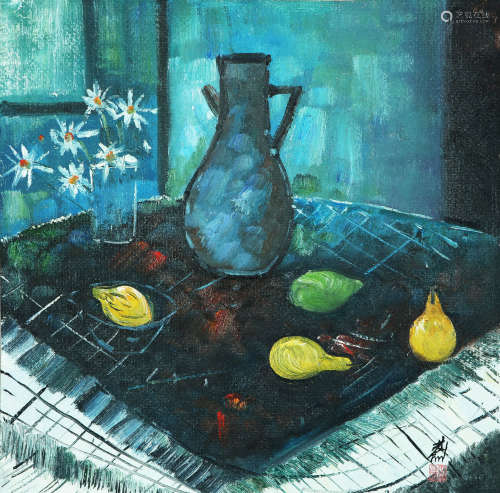 STILL LIFE, OIL PAINTING ON CANVAS, LIN FENGMIAN