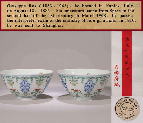 A PAIR OF DOUCAI LONGEVITY CHARACTERS BOWLS