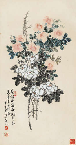 陈半丁1961年作花卉镜芯