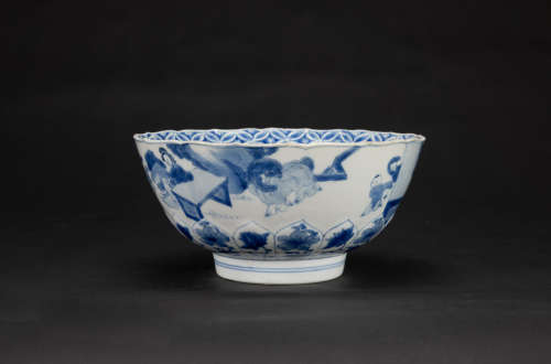 A Chinese Blue And White Figures Bowl.