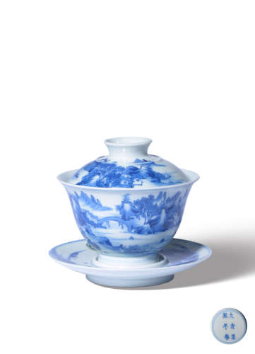 A BLUE AND WHITE‘FIGURE’BOWL,MARK AND PERIOD OF KANGXI