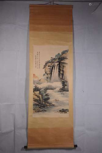 清代陆恢款国画山水画