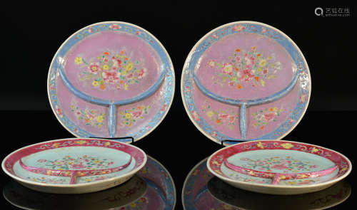 Set of Four Chinese Famille Rose Porcelain Dishes