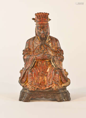 Chinese Ming Seated Bronze Daoist Figurine