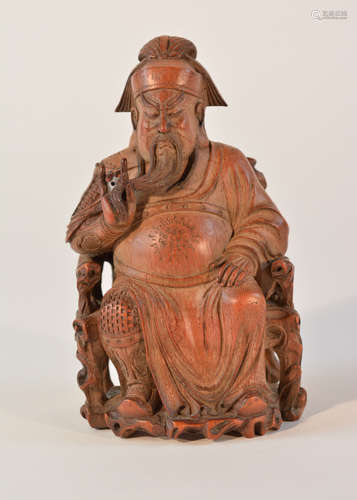 Chinese Carved Bamboo Kuandi on Chair