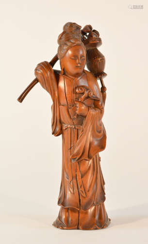 Chinese Boxwood Carving of a Beauty