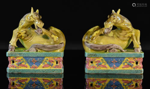 Pair Chinese Porcelain Horse