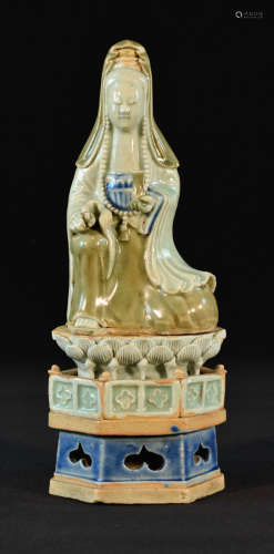 Chinese Porcelain Kaunyin seated on Lous Altar