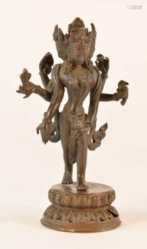 Standing Nepalese Bronze Diety with Multiarm