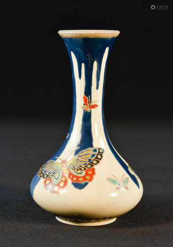 Japanese Satsuma Vase with Butterfly Pattern