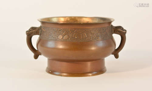 Chinese Bronze Censer with Chased Detail