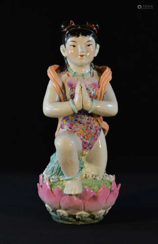 Chinese Famille Rose Porcelain Lotus Boy