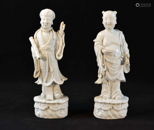 Two Chinese Blanc de Chine Porcelain Immortal