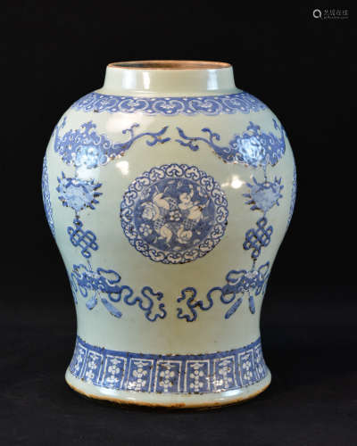 Chinese Celadon Porcelain Vase of Rouleat Shape
