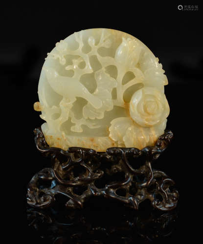 Chinese Miniture Jade Screen with Inscriptions