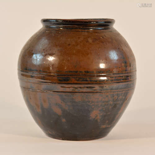 Japanese or Chinese Ceramic Glazed Ovoid Jar