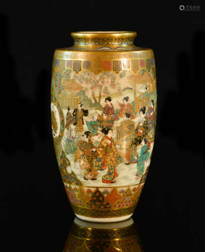 Fine Japanese Satsuma Ovoid Shaped Vase by Roysan