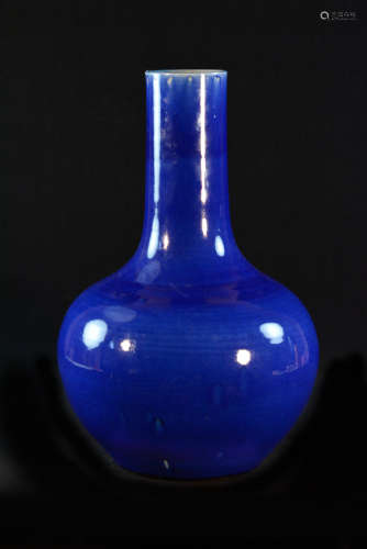 Chinese Blue Glazed Tian Chung Porcelain Vase