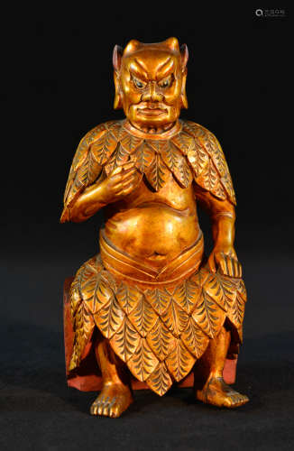 Chinese Carved Wood Daist Figurine - Officer
