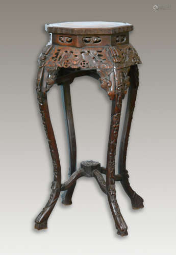 Chinese Carved Wood Rosewood Stand