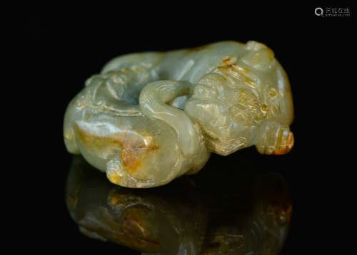 Chinese Celadon Foolion with Yellow Skin