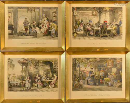 Set of Four English Etching of  Chinese Scene