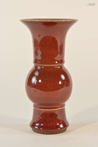 Chinese Oxblood Porcelain Vase - Ku Shape