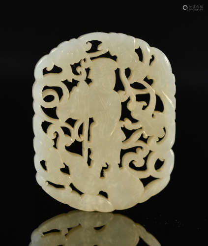 Chinese White Jade Reticulate Pedant of Immortal