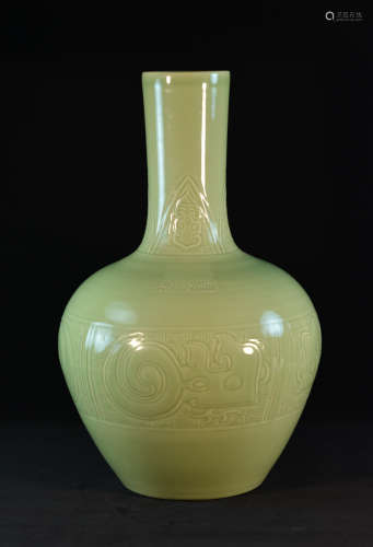 Large Chinese Celadon Porcelain Tian Chung Vase