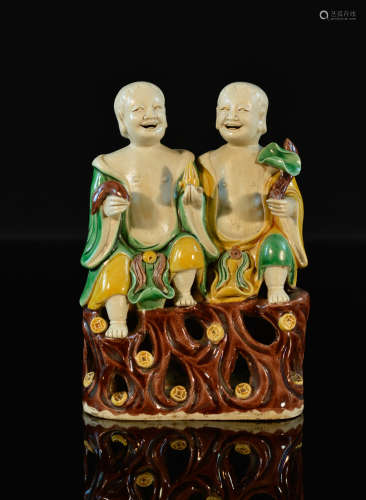 Chinese Sancai Porcelain Model of Hehe Immortal