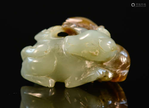 Chinese Carved Jade Ram Toggle