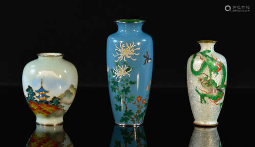 Three Japanese Cloisonne Vases