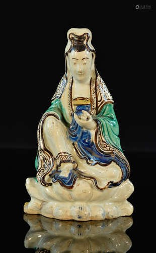 Early Chinese Ming Sancai Seated Kuanyin