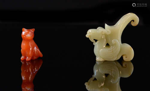 Two Chinese Jade and Agate Carving 