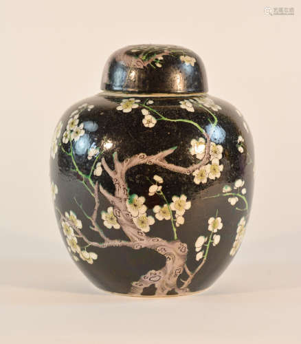 Chinese Famille Noire Covered Porcelain Jar