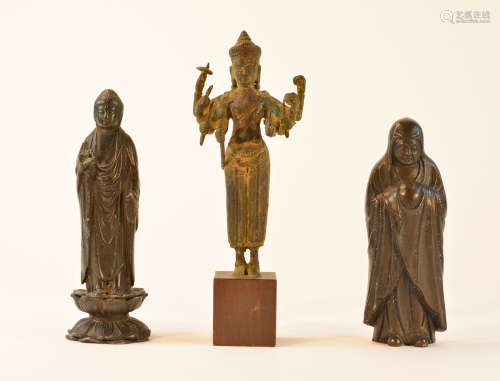 Three Asian Bronze Standing Diety