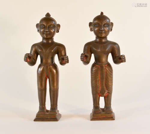 Pair of Indian Standing Bronze Figurie - Jain