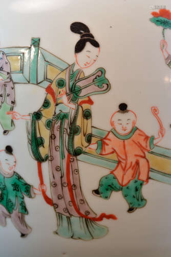 Chinese Famille Verte Porcelain Jar with Figural Scene