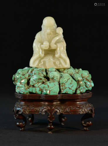 Important Chinese 18th cen White Jade Shoulao