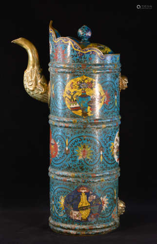 Large Chinese Cloisonne Monk Vessel