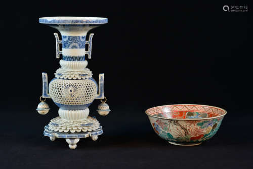 Two Japanese Porcelain - Hirado Vase