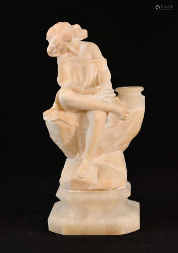 Italy Carved Alabaster Study of a Girl