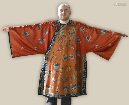 Chinese Orange Color Fabric Lady Robe