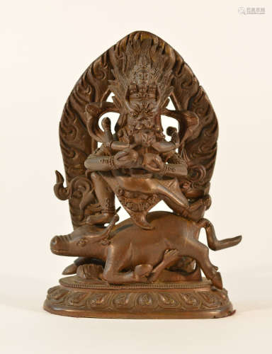 Tibetan Bronze Diety on Base - Triple Image