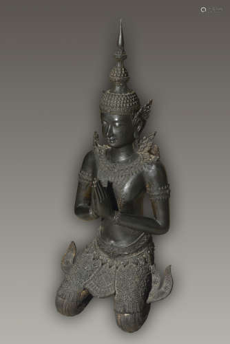 Thai Bronze Kneeling Figurine