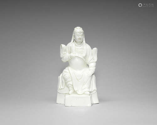 A blanc-de-chine figure of Guandi.  17th century